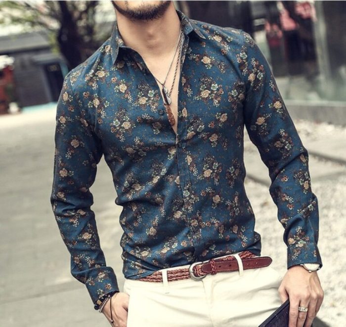 Floral print dress shirts mens