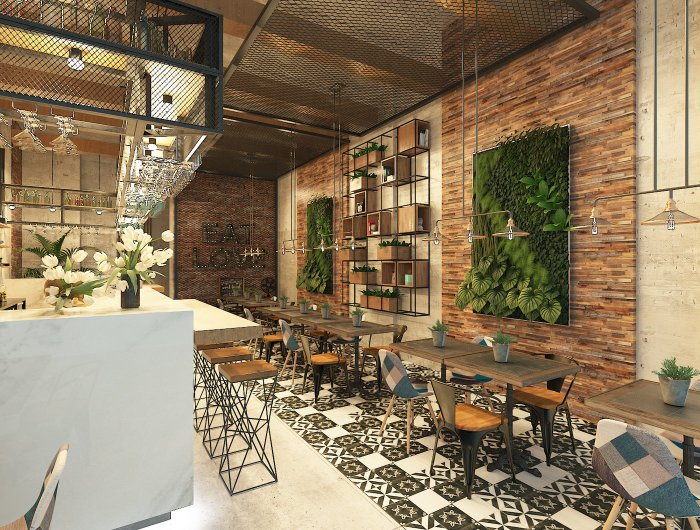 Desain interior cafe sederhana